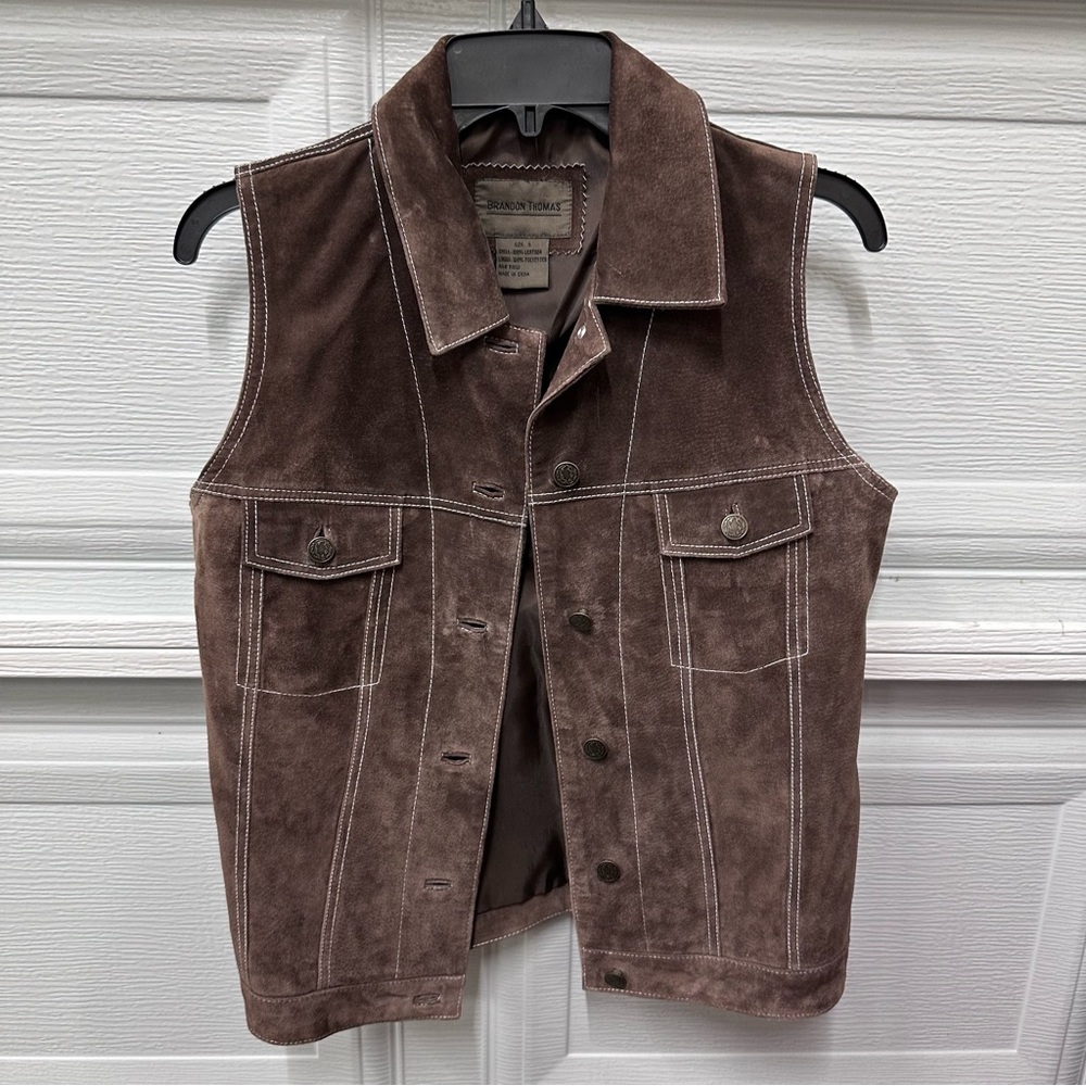 Brandon Thomas Sleeveless Leather Jacket/Vest. Size Small.